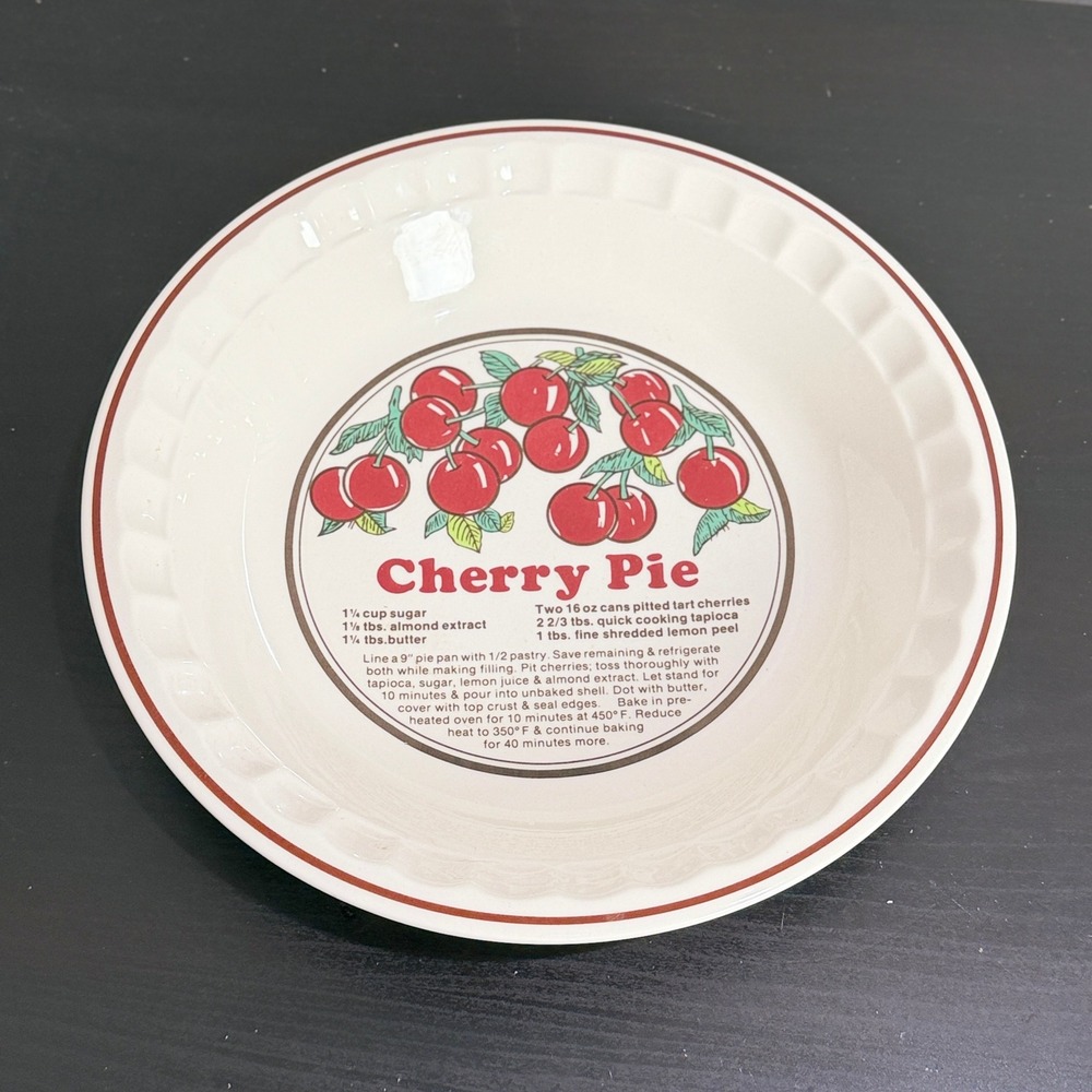 Sunnycraft Sunstone Collection Cherry Pie Recipe Ceramic Baker Plate 11011 Korea